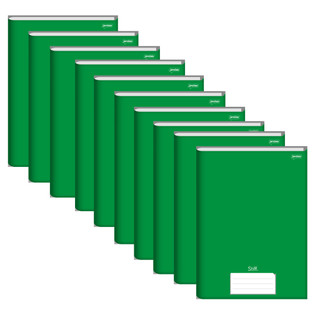 Caderno Brochura 1/4 Verde Capa Dura 48 Folhas Stiff - Pacote Com 10 Unidades