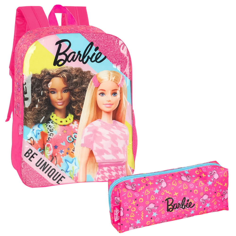 Kit Escolar Mochila De Costa E  Estojo Barbie Be Unique