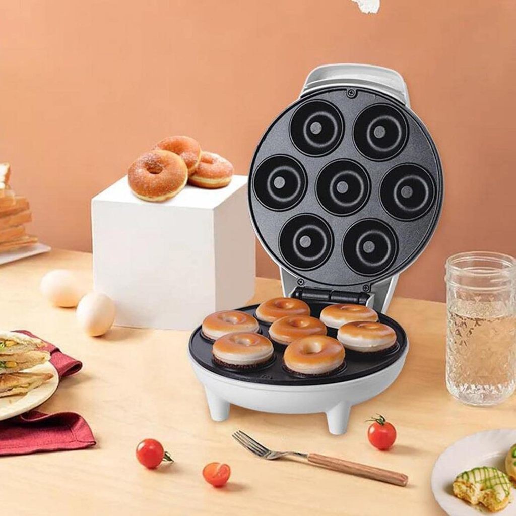 Mini Maquina De Donuts Café Da Manhã Capacidade Para 7 Mini Rosquinha Elétrica 110V Portátil pronto entrega