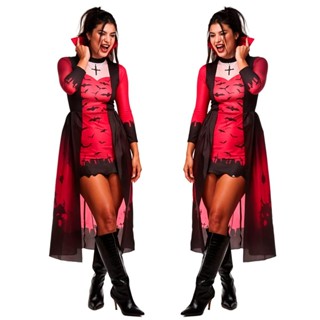 Fantasia Vampira Halloween Feminina Vestido Sexy em Oferta na Shopee