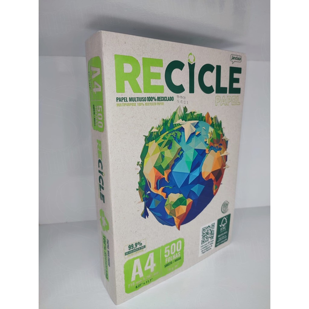 500 FOLHAS PAPEL SULFITE A4 RECICLADO
