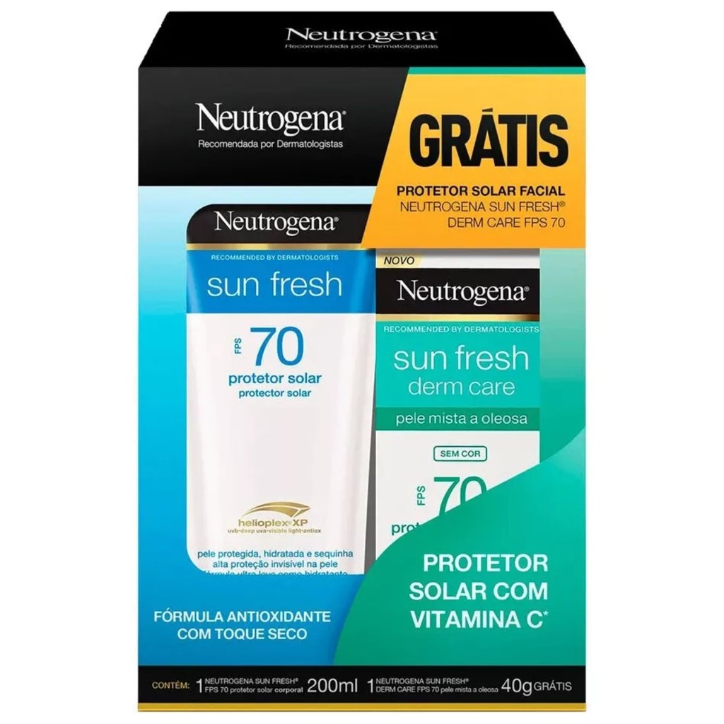 Kit Protetor Solar 70 FPS Corporal e Facial - Sun Fresh Derm Care - Neutrogena