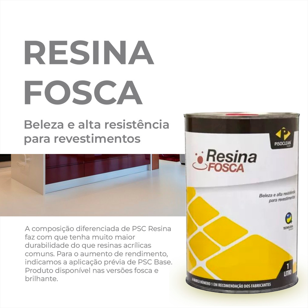 Resina Fosca Pisoclean Resina Fosca Alta Resistência Revestimentos Resina Pisos Não Polidos 1 Litro — imagem 2 de 2