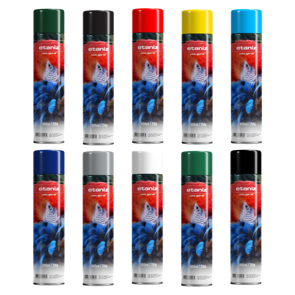 Tintas Sprays 400ml Diversas Cores Brilhante Ou Fosco Uso Geral Secagem Rápida Etaniz