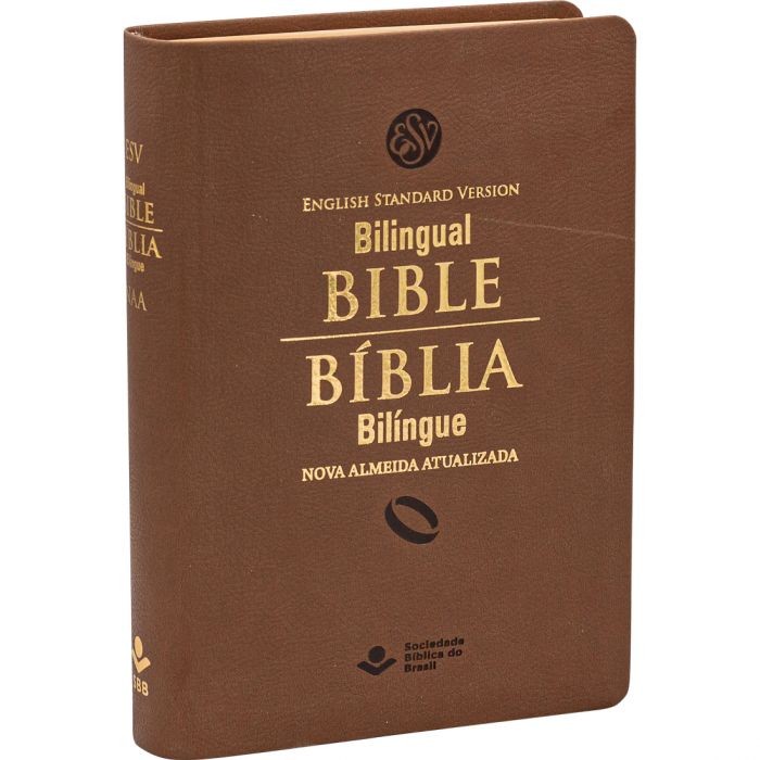 Bíblia Bilíngue Português - Inglês | Marrom | Sem índice | NAA