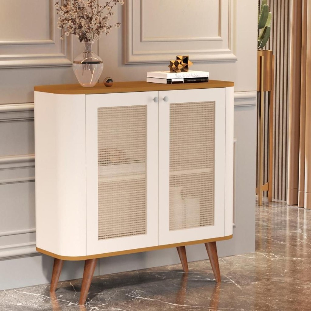 Buffet com 2 Portas e 1 Prateleira Madrid Pérola Nature - Home & Living