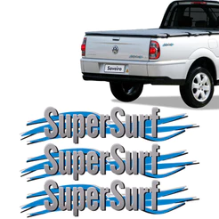 Kit Emblemas Super Surf 2003/2008 Cinza/Azul Saveiro Parati