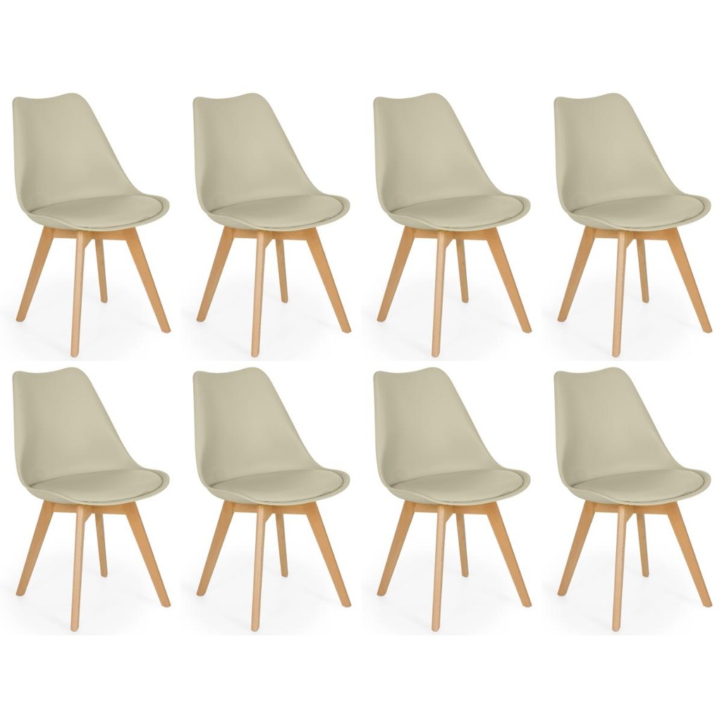 Conjunto 08 Cadeiras Eames Wood Leda Design - Home & Living