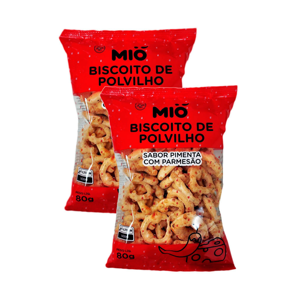 Kit 2 Biscoito Polvilho Mió Pimenta com Parmesão 80g em Oferta na Shopee
