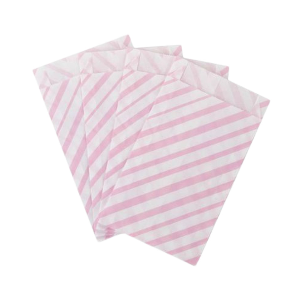 Saquinho de Papel Listrado Rosa Bebê 14x8cm 50Un em Oferta na Shopee