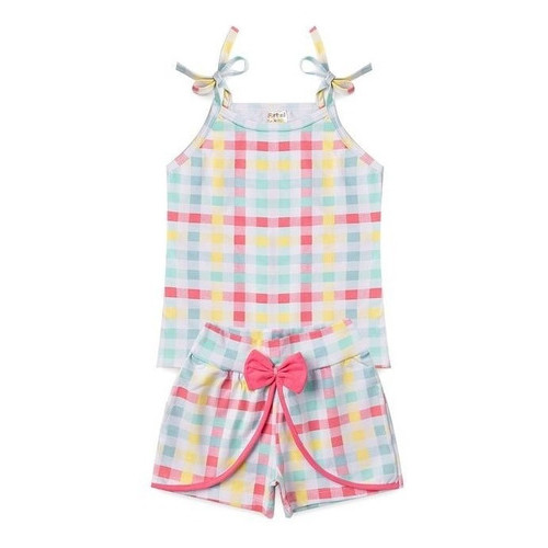 Conjunto Infantil Criança Menina Short + Blusa Xadrez 1 A 10