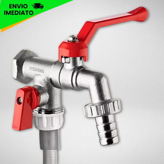 Torneira Esfera 2 Saídas Maquina Tanque Lavanderia 1/2 E 3/4 Metal Cromado Bico Removível 1256