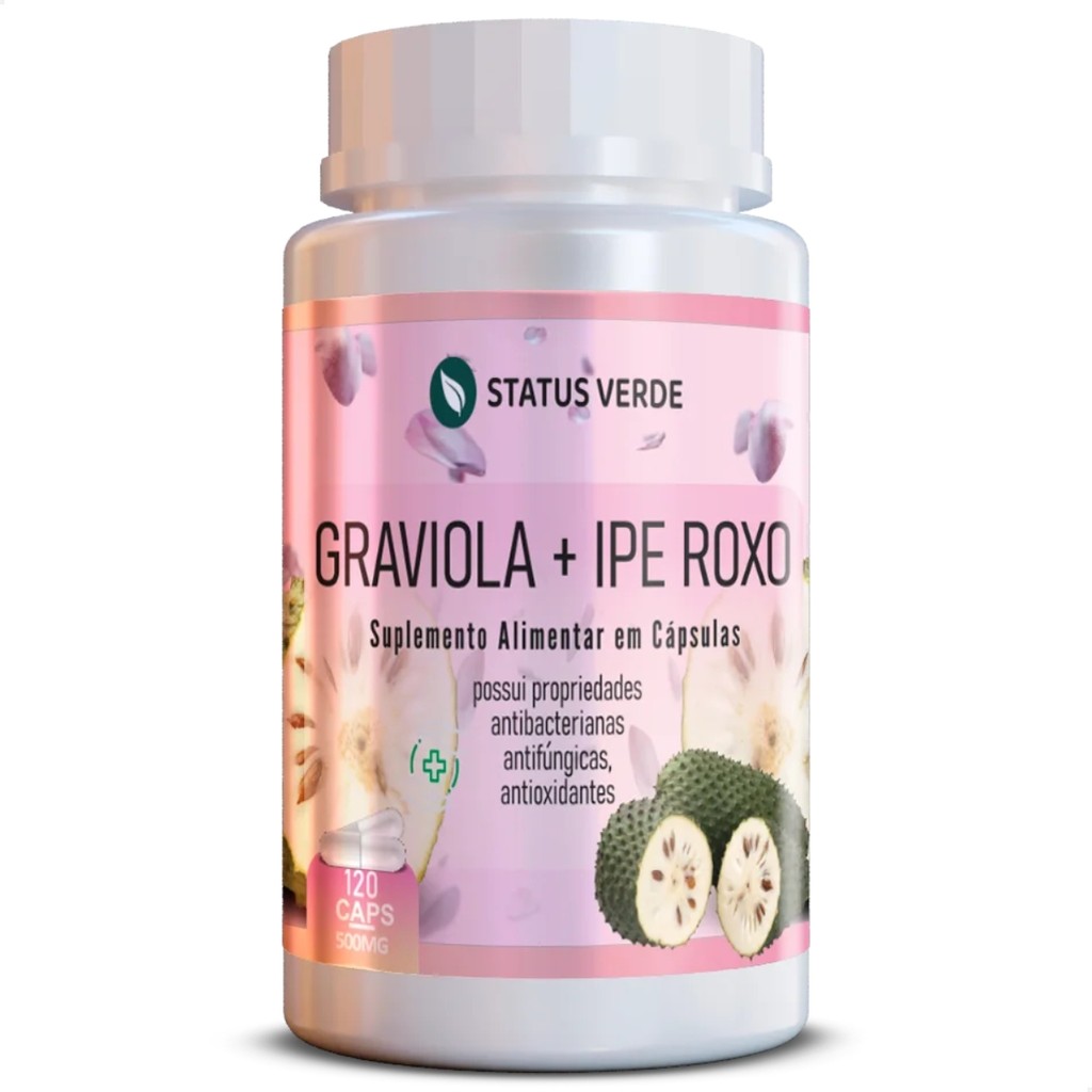 Graviola + Ipê Roxo 100% Natural 120 Cáps - Status Verde