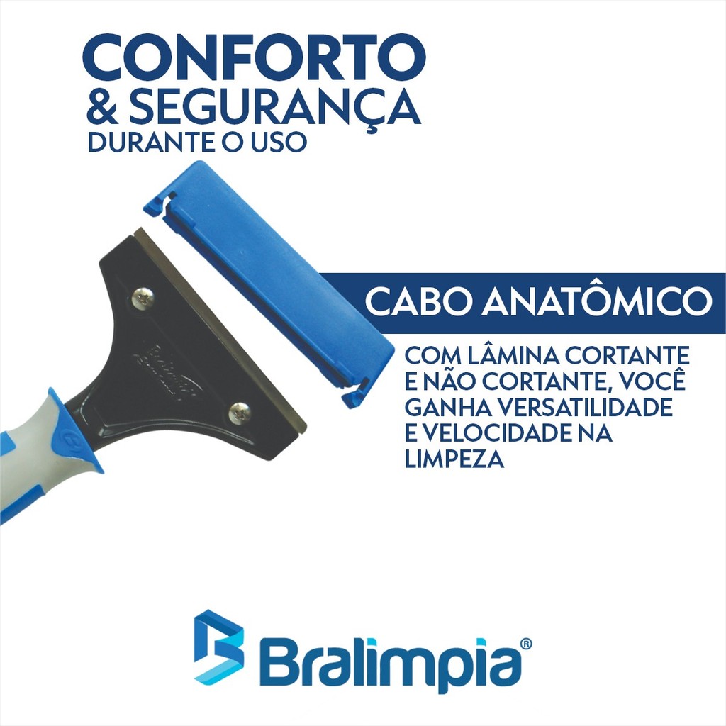 Raspador Para Vidro Box Azulejos Pisos Remove Fácil Tintas Cimentos - Cabo Anatômico Bralimpia · foto 2