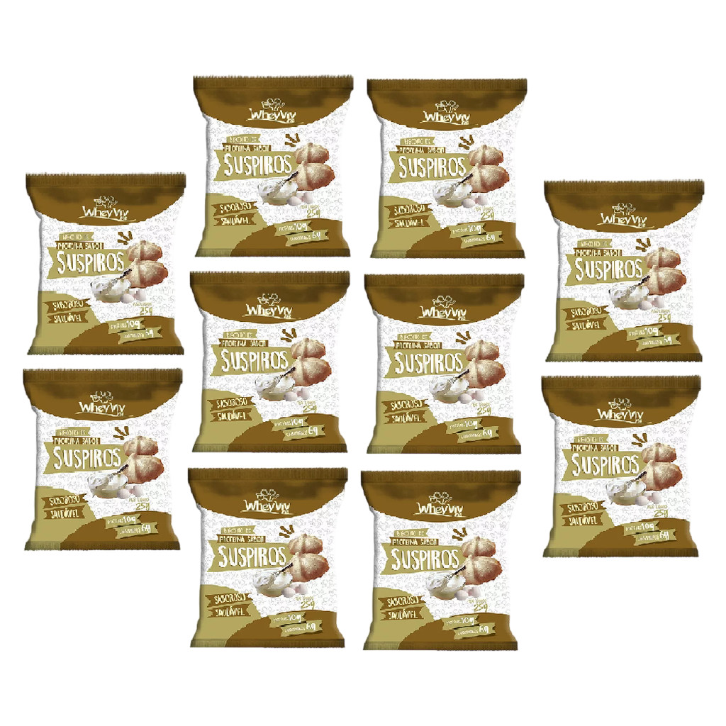 10x Biscoito Fit Suspiro Com Whey Protein - 25g - Wheyviv