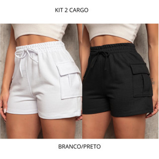 Kit 5 Short Cargo Feminino de Moletinho c/ Bolso Cintura Elastica Moda Verao Super Confortavel em Oferta na Shopee