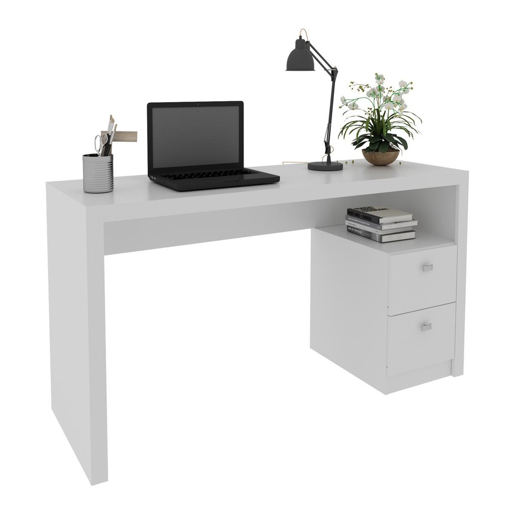 Escrivaninha com 2 gavetas Multimóveis CR25033 Branca em Oferta na Shopee