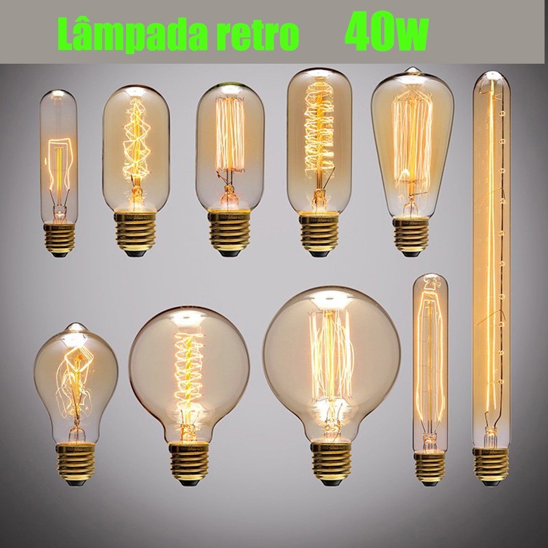 Lâmpada LED Filamento C35 2W Bivolt Retro Decorativa Econômica Luz Quente E14/E27 G45 G80 G95 G125 A60 ST64 T45 T30 Vela