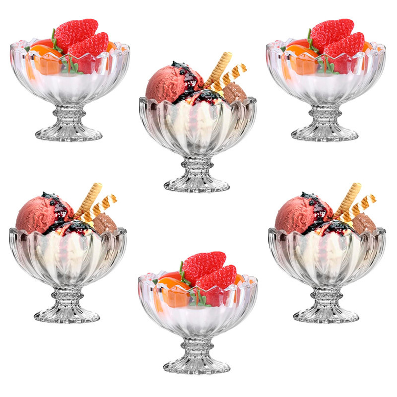 Taça Sorvete Sobremesa Vidro Canelado 150ml Kit 6un em Oferta na Shopee