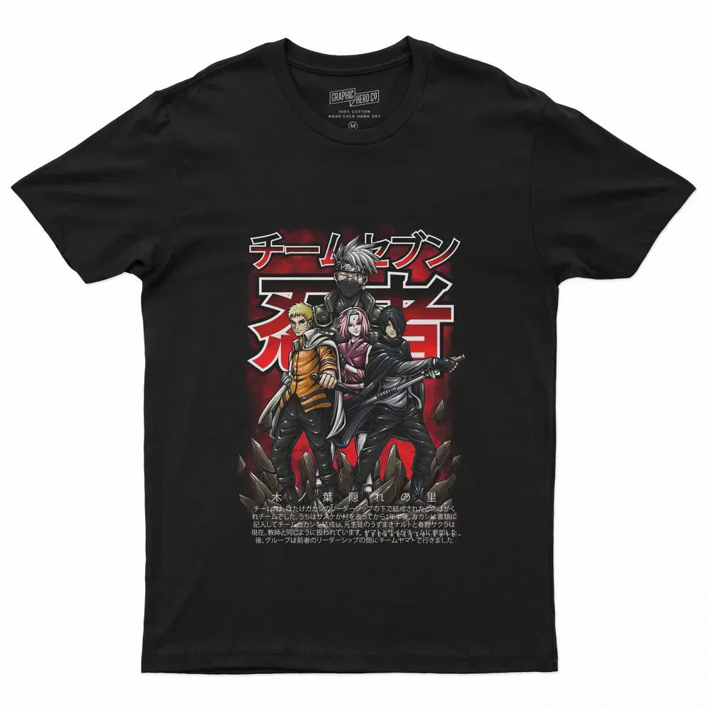 Camiseta Camisa Algodão Unissex Anime Naruto Time Seven
