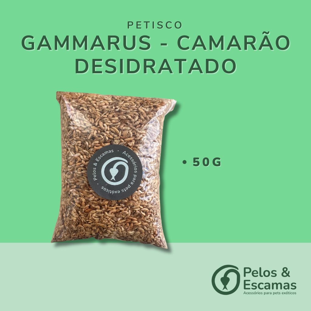 Gammarus - Camarão - Desidratado (Petisco para roedores, aves, anfíbios, peixes) 50g