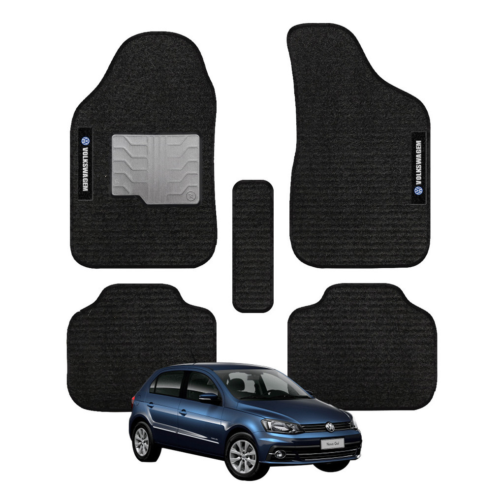 Kit de tapetes 5 peças específico Gol G6 2016-2017 Carpete Preto