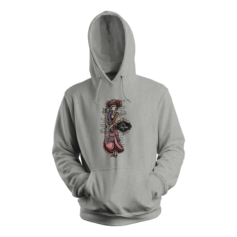 Blusa Frio Moletom Flanelado Capuz Estampa Caveira Vestida