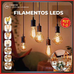 3 Lâmpada Filamento Vela Led Luz Quente C35 G80 G95 G125 G45 ST64 Ambar Retro Vintage 110V-220V Bivolt