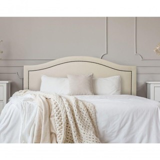 Cabeceira Casal Curva Luxo 140x60 Suede Off White - Tachas Fumê em Oferta na Shopee
