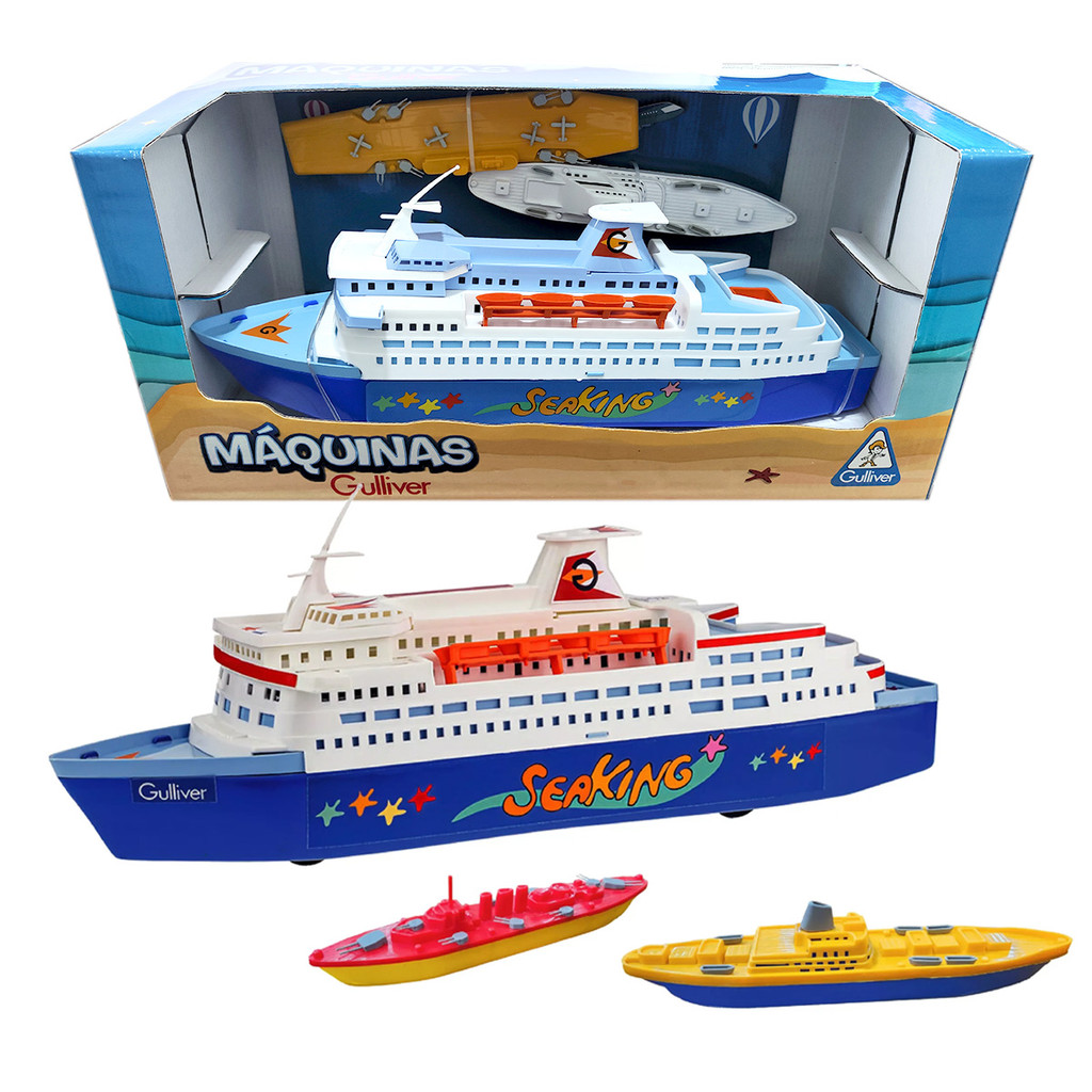 Kit Transatlântico Com 2 Navios Na Caixa Frota Naval Gulliver Brinquedo Decoração Infantil em Oferta na Shopee