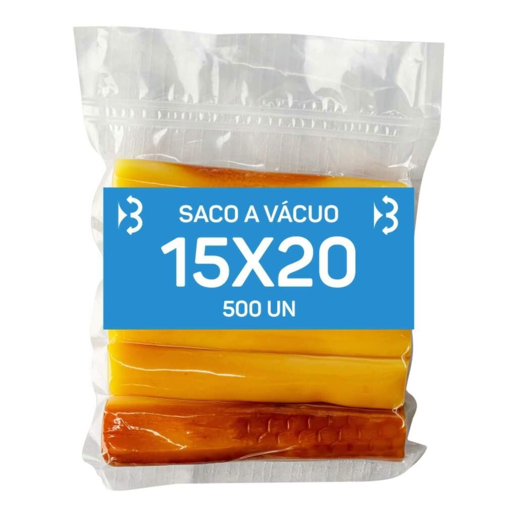 500 Embalagem Nylon Poli 15x20cm 120 Micras Para Seladora a Vacuo R Baião Embalar Alimento Saco