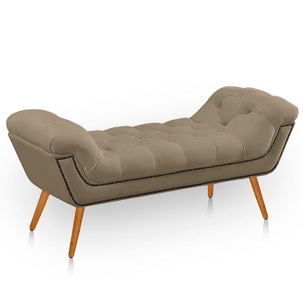 Recamier Estofada Casal King Size Ayla Veludo Cor Bege Médio em Oferta na Shopee