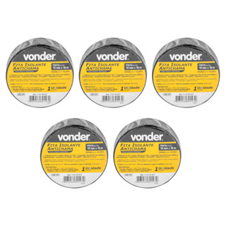 Kit 5 Fitas Isolante Anti Chama Preta de 10 Metros - Vonder em Oferta na Shopee