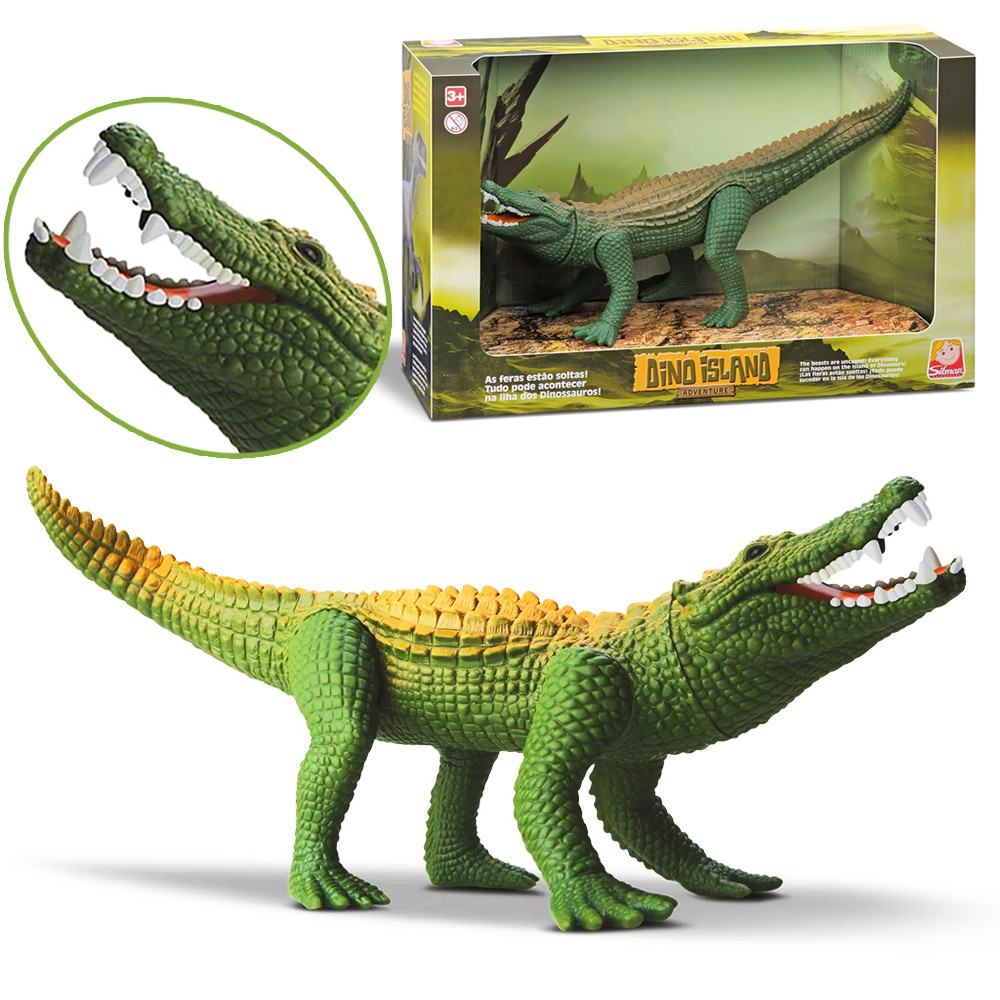 Crocodilo Jacaré 30cm Brinquedo Animal Realista Boneco Vinil Safari Savana Zoo Zoológico