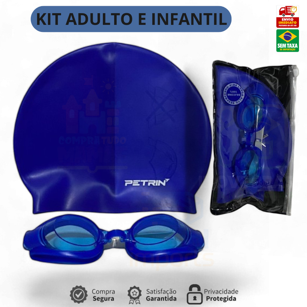 Kit Natação Óculos e Touca Infantil e Adulto piscina Óculos de Mergulho com Touca Petrin ORIGINAL em Oferta na Shopee
