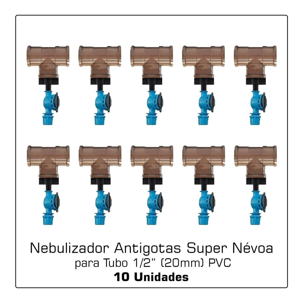 10 BICO NEBULIZADOR T 1/2 SUPER NEVOA  ANTIGOTAS P/ TUBO PVC