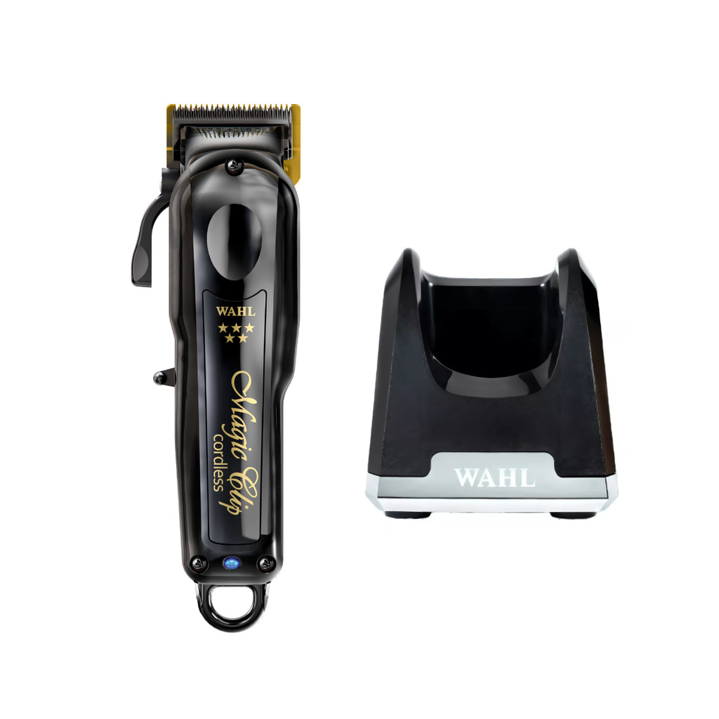 Kit Máquina de Cortar Cabelo Wahl Magic Clip Sem Fio Black e Base Carregadora