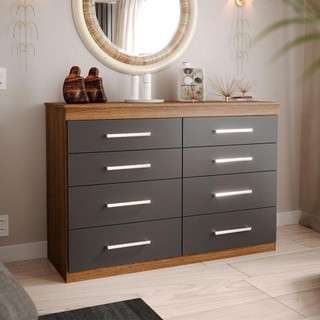 Cômoda Genova 8 GV Ipê Wood e Grafite em Oferta na Shopee