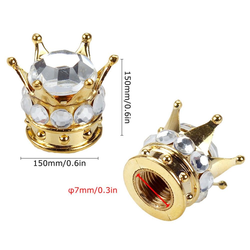 C5GOON Tampas Da Haste Válvula Do Pneu Coroa Carro Com Cristal Brilhante Strass Cromada Veículo Cobre Acessórios D4S5 — imagem 2 de 2