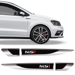 Emblema Resinado Aplique Lateral MSI Reto Decorativo Par