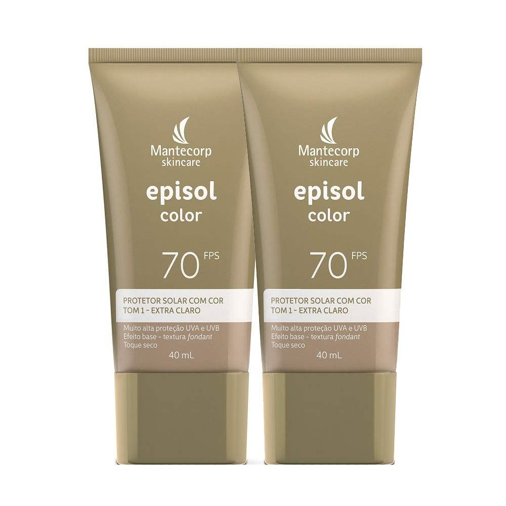 Kit 2 Protetor Solar Episol Color Tom 1 Extra Claro FPS 70 40ml em Oferta na Shopee