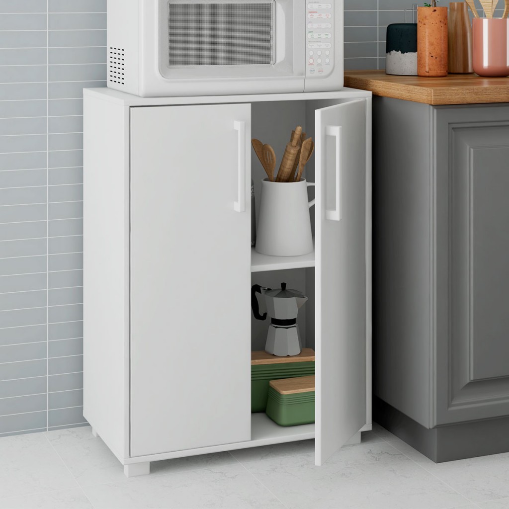 Armário de Cozinha 2 Portas 2 Prateleiras Branco Bmu 91 - Brv em Oferta na Shopee