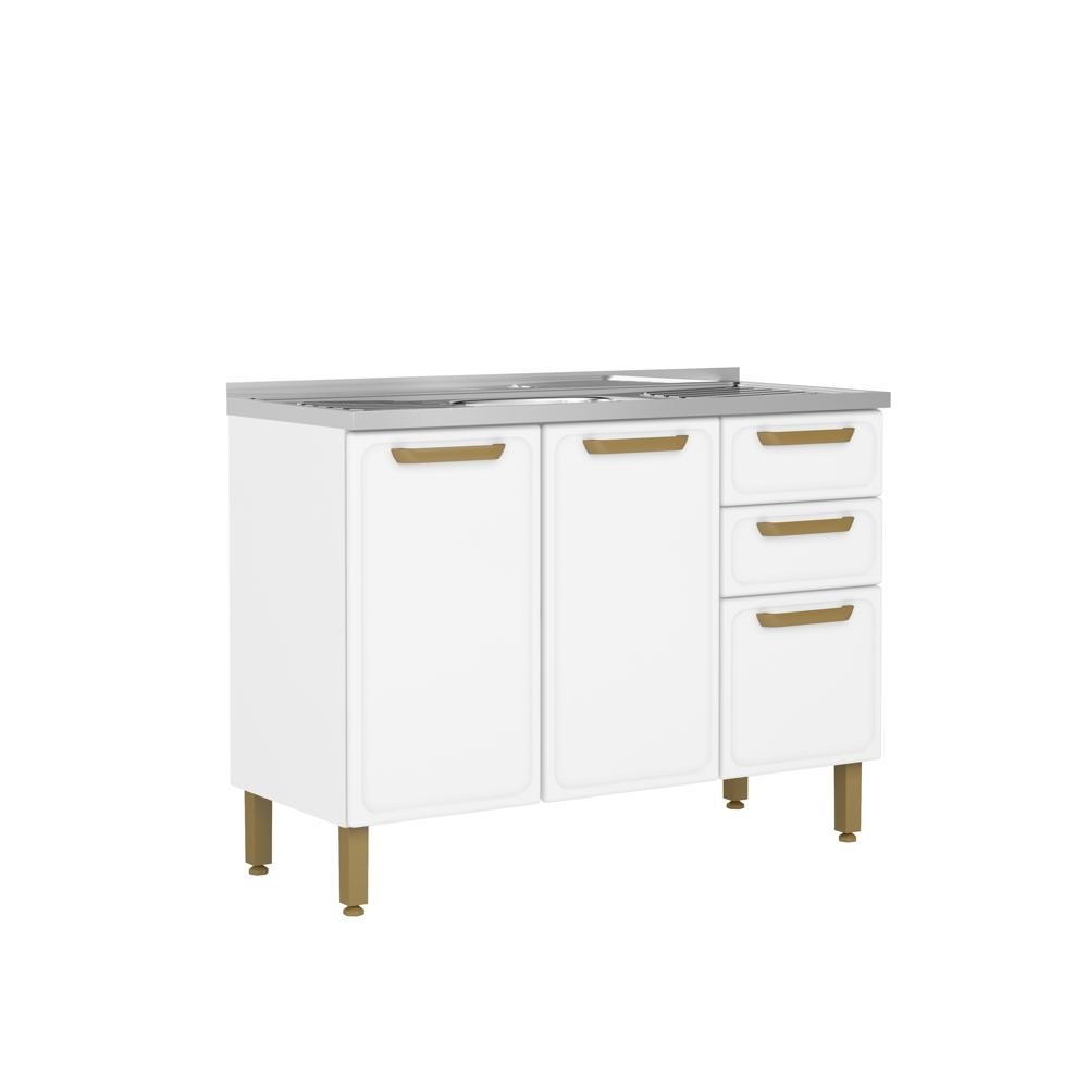 Balcão de Aço Pia 3 Portas 2 Gavetas Bella Bertolini