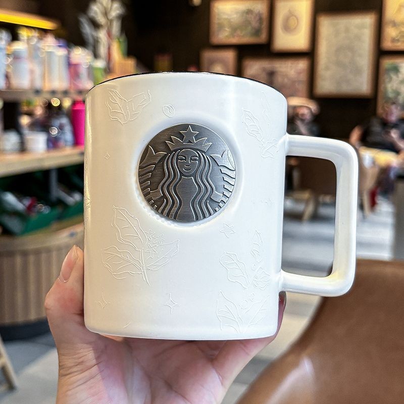 Happy Home ins Estilo Caneca Copo Starbucks Copo de Água Grande Capacidade 473ML Medalha de Bronze Prateado Xícara de Ca