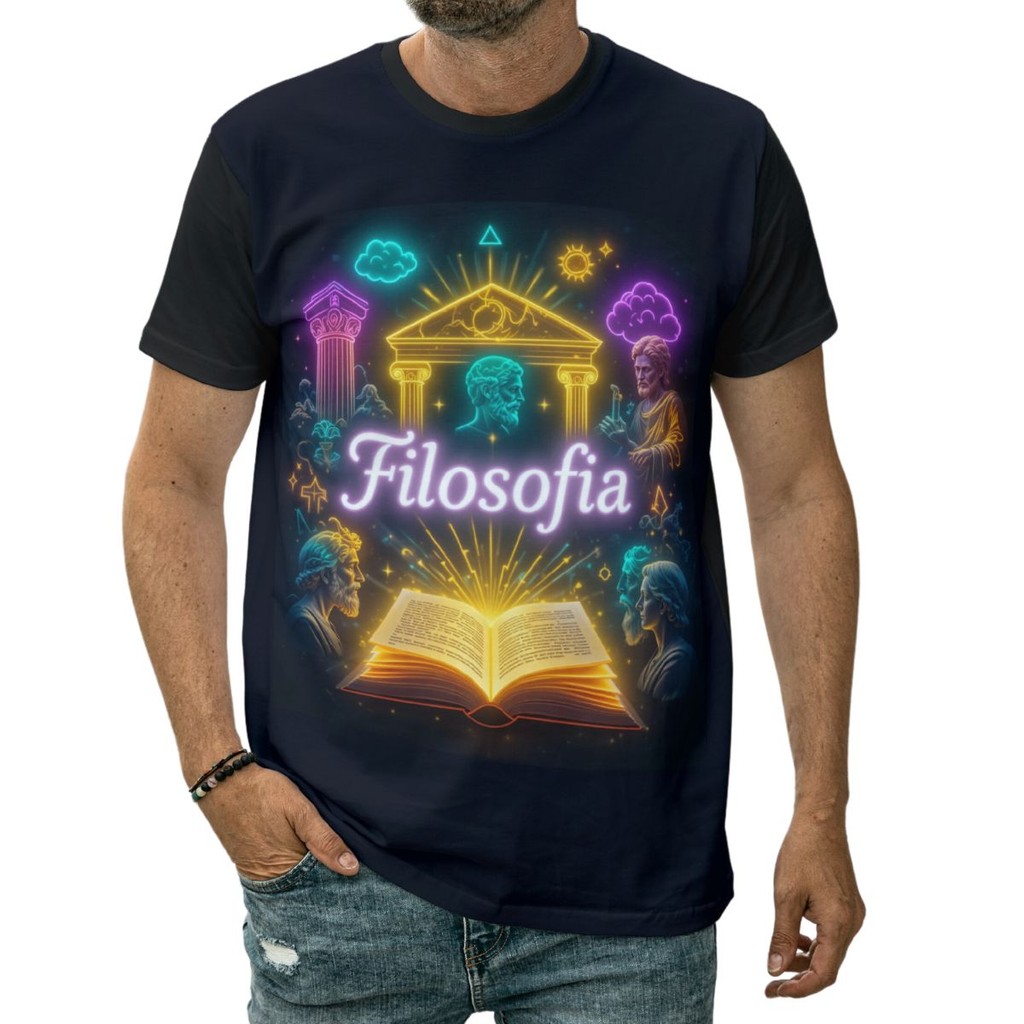Camiseta Filosofia Sócrates Platão Aristóteles Reflexão Arte