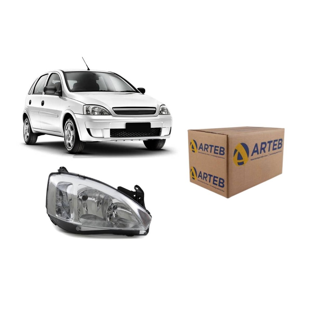 Farol Principal Corsa Montana 2004 2005 2006 2007 2008 2009 2010 Pisca Liso Cromado Lado Direito Original Arteb em Oferta na Shopee