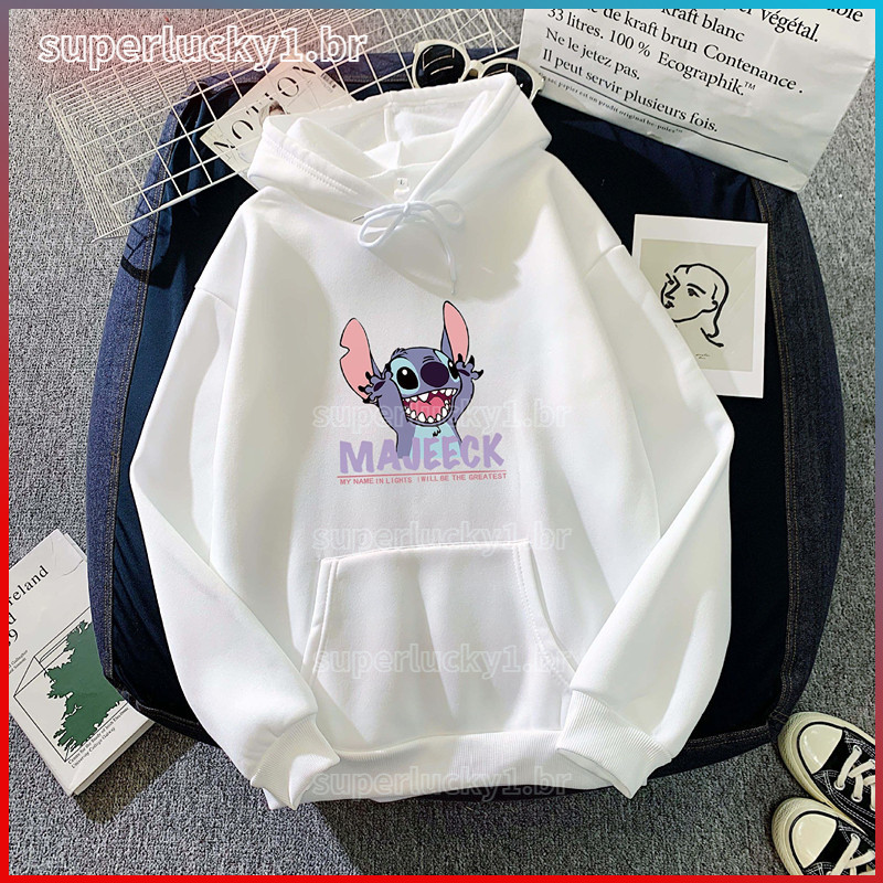 Moletom Canguru Lilo Stitch Azul Fofo Promoção Envio Rápido