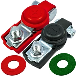 KIT 2 TERMINAIS POLO DE BATERIA COM ISOLADOR SAPÃO UNIVERSAL BIPOLAR POSITIVO E NEGATIVO (PAR)