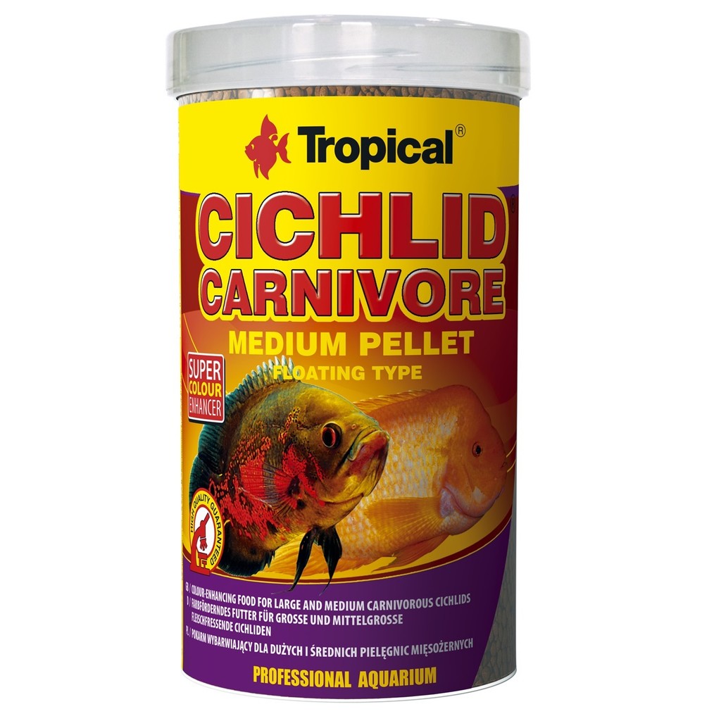 Ração Tropical Cichlid Carnivore Medium Pellet 180g Oscar
