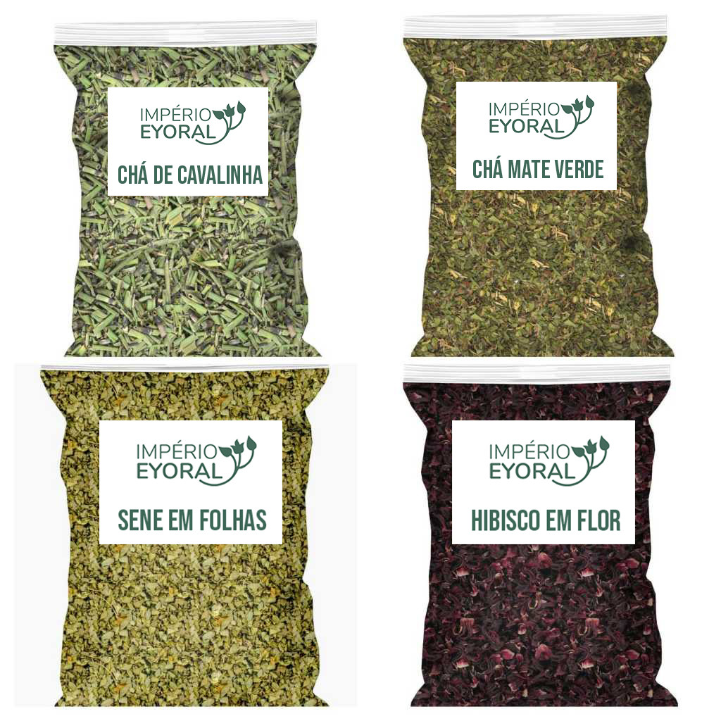 Kit Desinchá: Cavalinha, Cha Verde, Chá de Hibisco e Sene em Oferta na Shopee